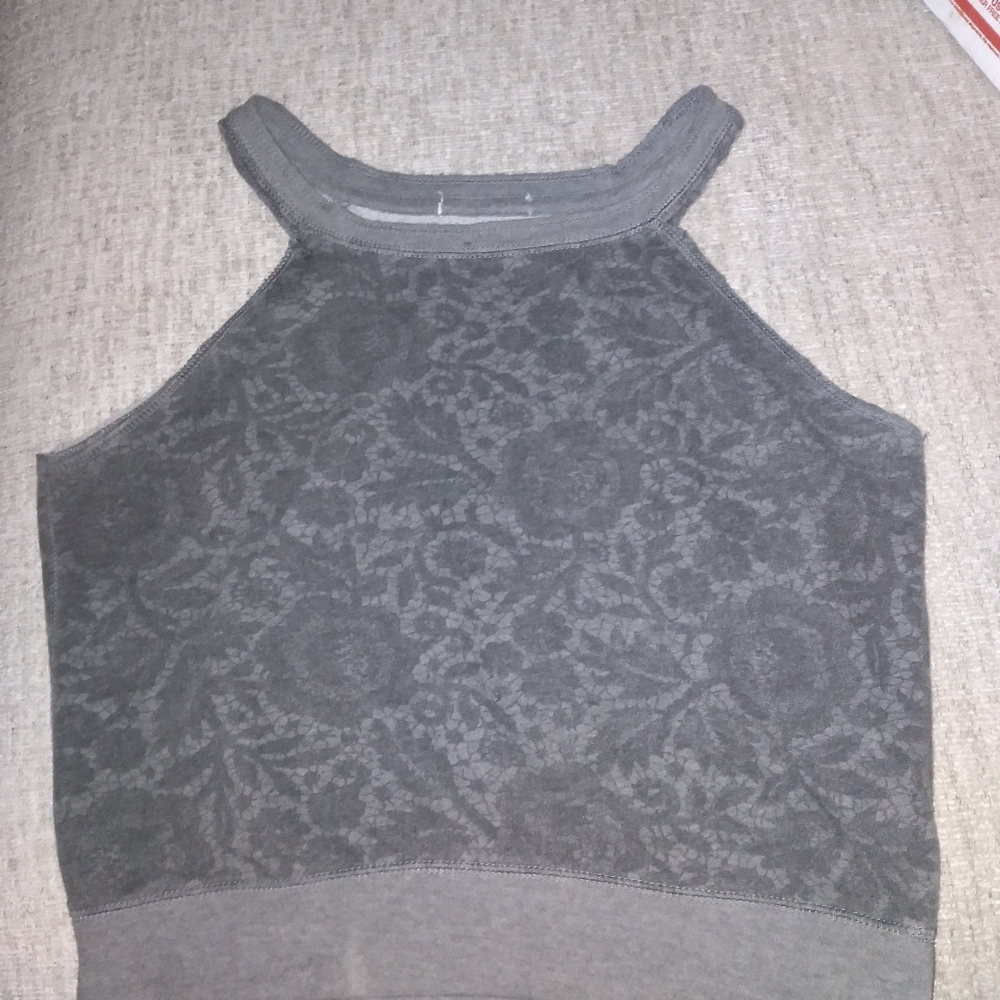 Grey floral top sleeveless womens